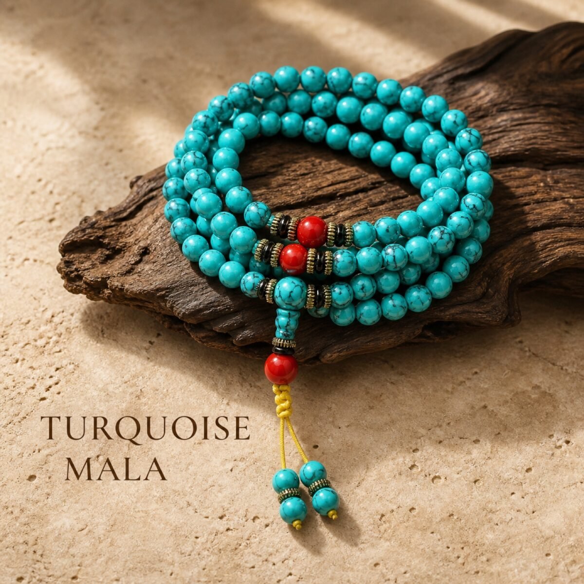 Turquoise Mala Prayer Necklace - Mindful Blessing Wrap Bracelet