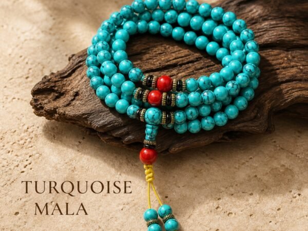 Turquoise Mala Prayer Necklace - Mindful Blessing Wrap Bracelet
