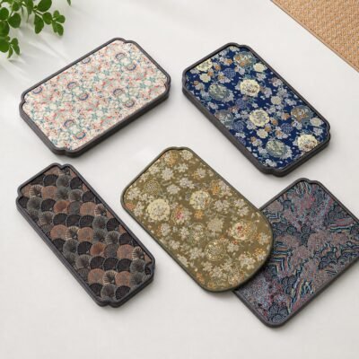 Brocade Bamboo Tea Tray & Mat