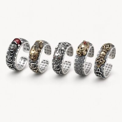 Heart Sutra Wealth Guardian Ring style options in 925 sterling silver