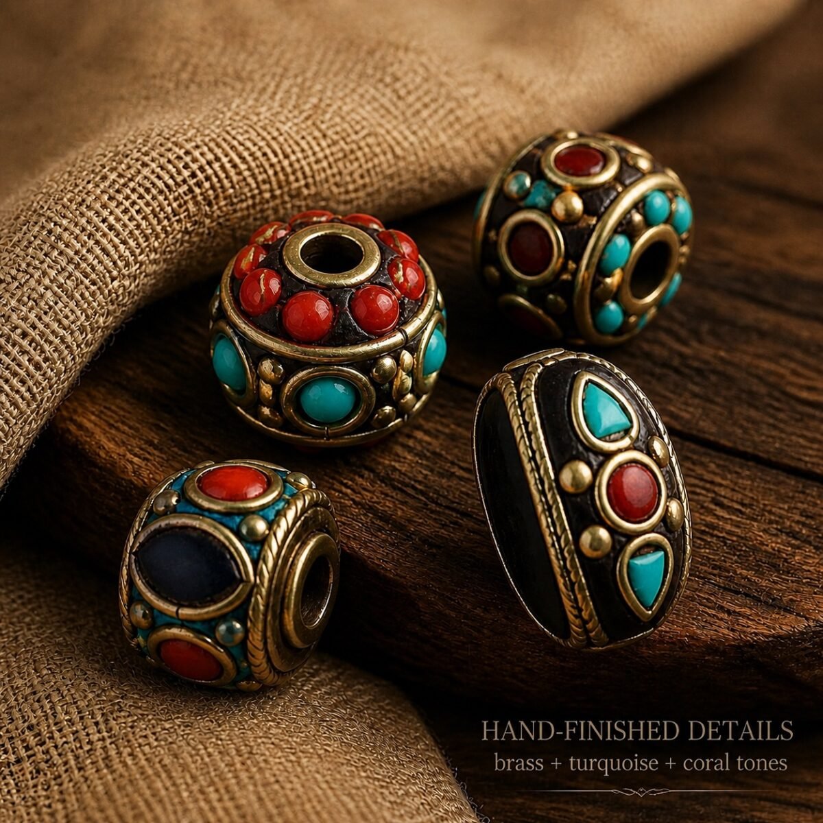 03-tibetan-diy-beads-macro Tibetan Brass Inlay Spacer Beads for DIY Malas