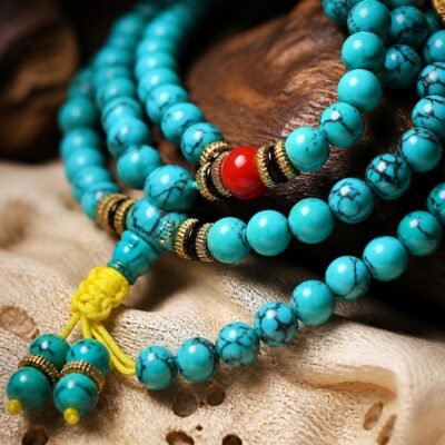 Turquoise Mala Prayer Necklace - Mindful Blessing Wrap Bracelet