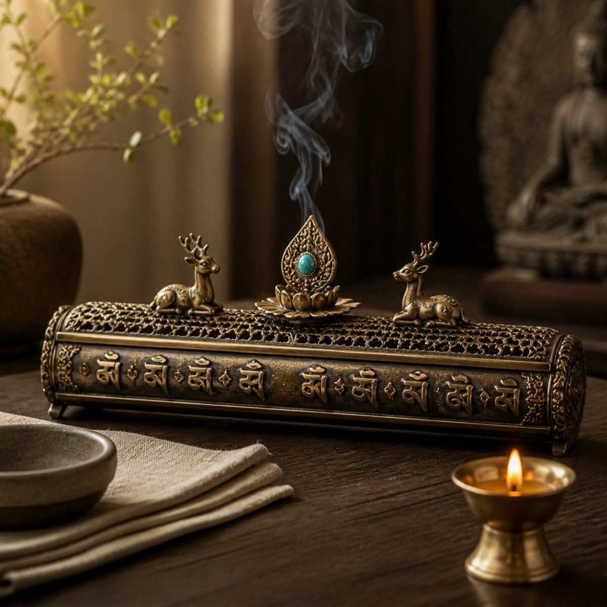 Tibetan Deer Mantra Incense Burner