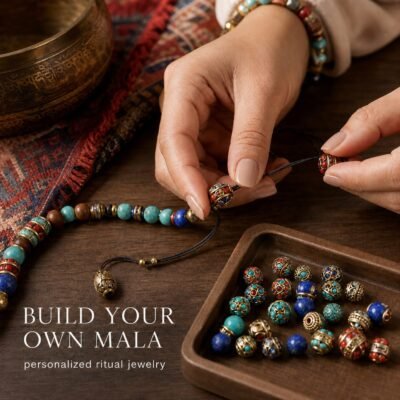 04-tibetan-diy-beads-making-scene Tibetan Brass Inlay Spacer Beads for DIY Malas
