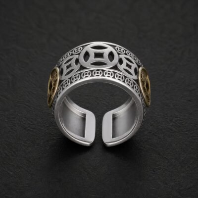 Five Emperor Coin Adjustable Ring
