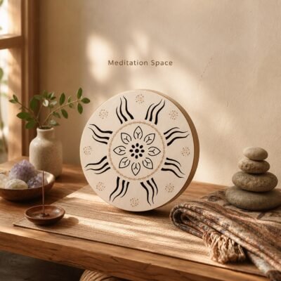 06-meditation-space-home-decor Himalayan Wooden Ritual Drum