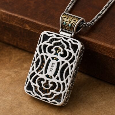 Rotating Dzi Bead Protection Amulet Necklace