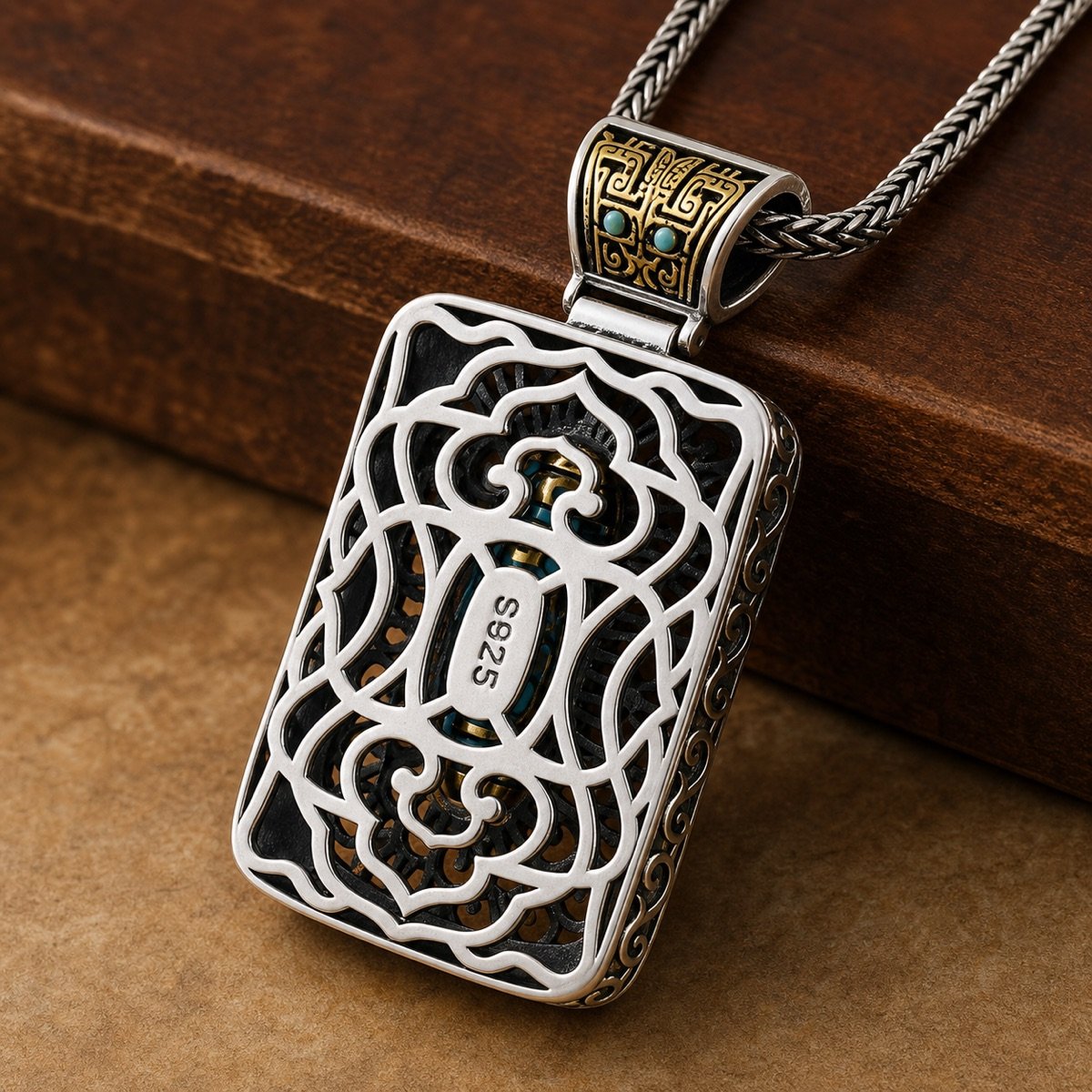 Rotating Dzi Bead Protection Amulet Necklace
