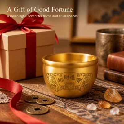 Himalayan Brass Fortune Offering Bowl