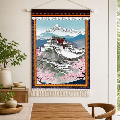 06-watercolor-palace-blossom-tapestry Himalayan Cotton-Linen Wall Tapestry