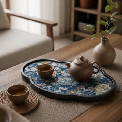 Brocade Bamboo Tea Tray & Mat