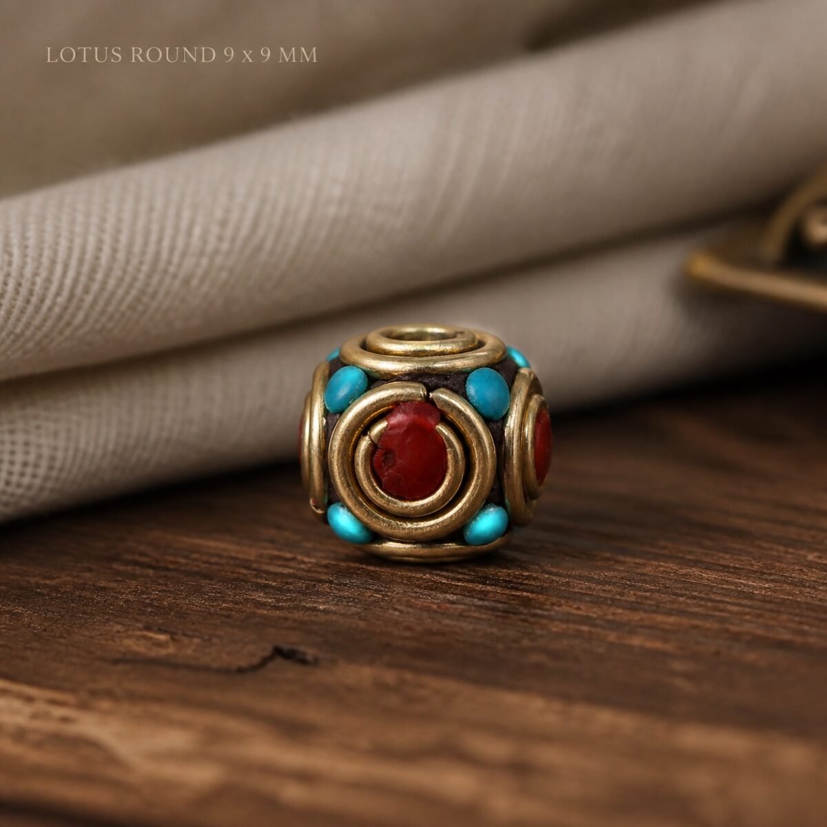 07-lotus-round-9x9mm Tibetan Brass Inlay Spacer Beads for DIY Malas