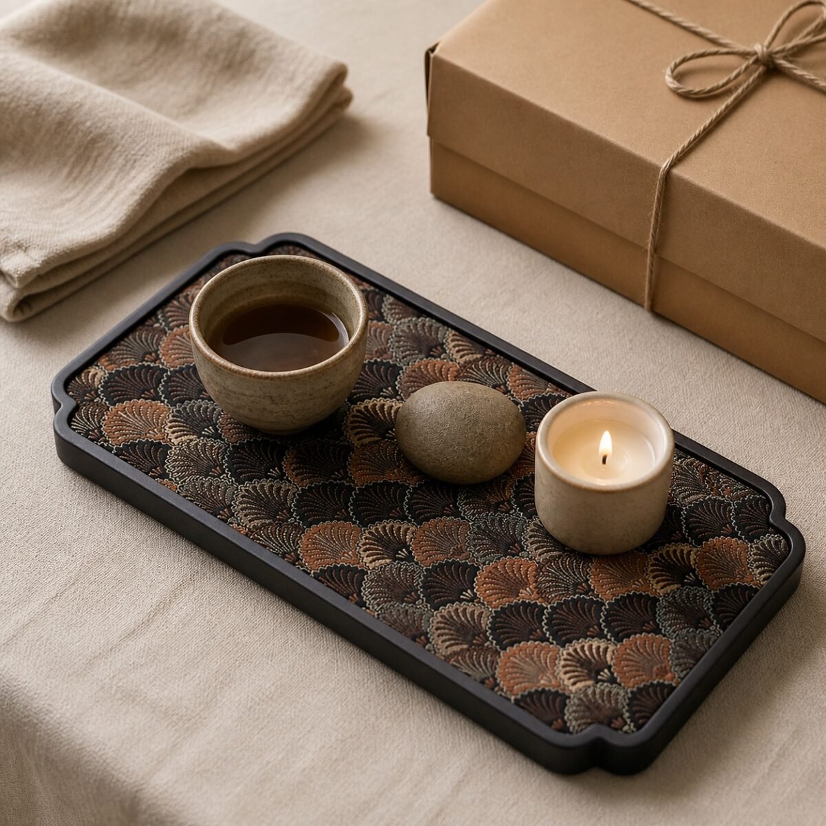 Brocade Bamboo Tea Tray & Mat