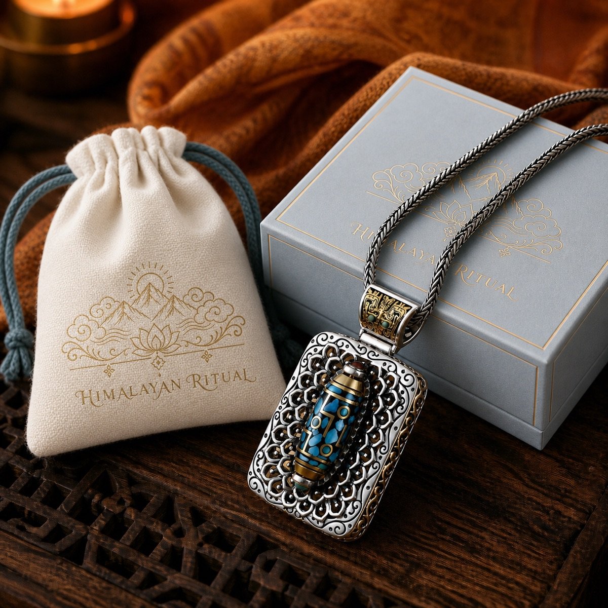 Rotating Dzi Bead Protection Amulet Necklace