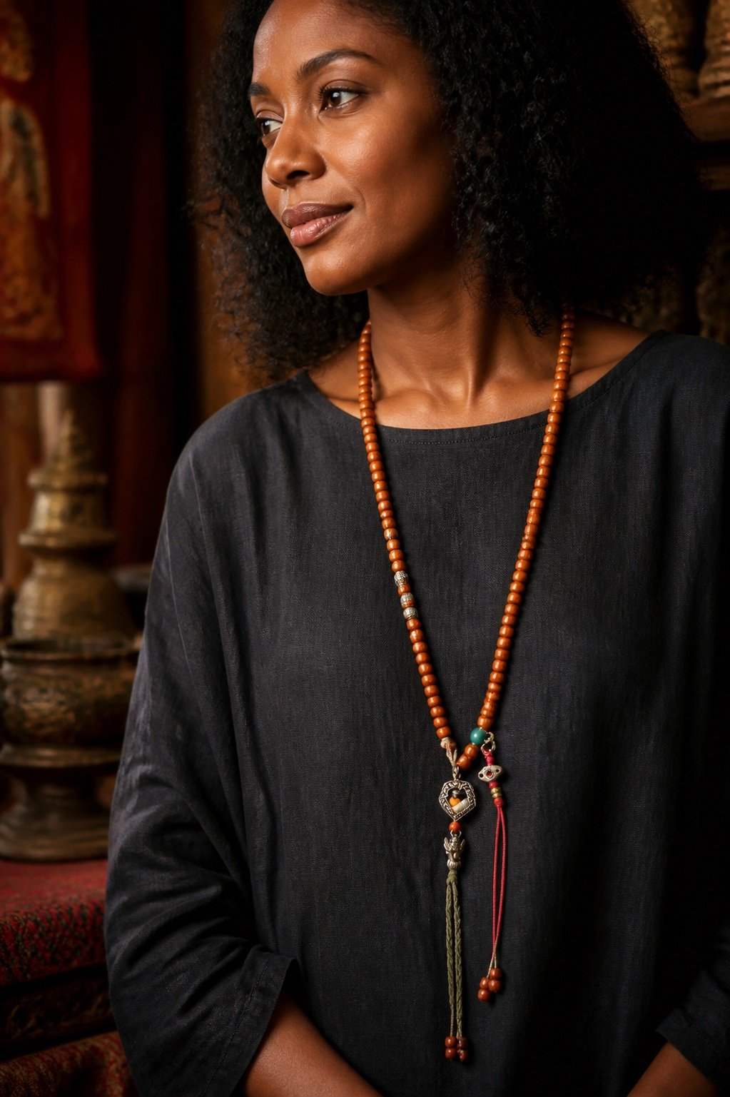Sacred Carved 108-Bead Wrap Mala