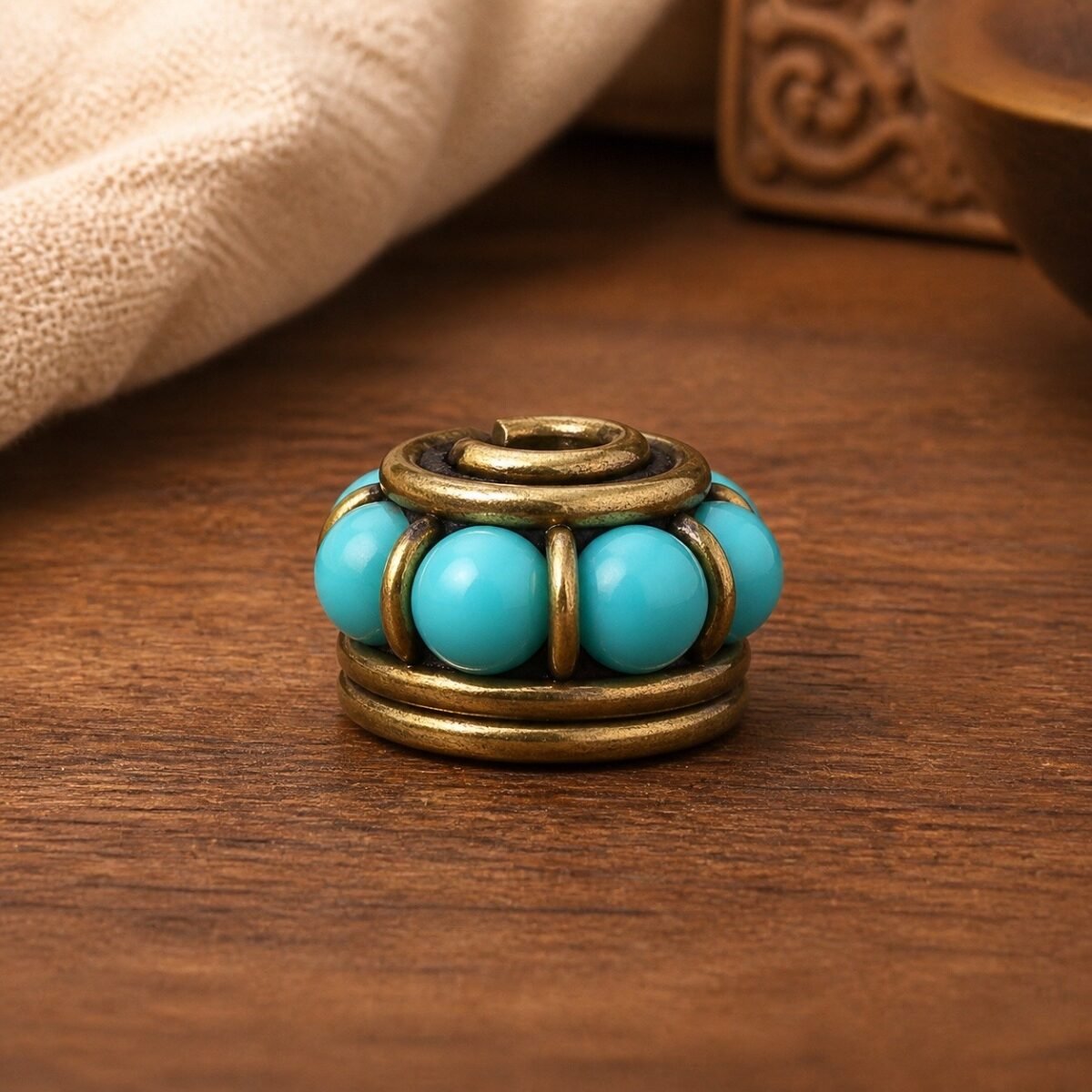 13-all-turquoise-brass-cylinder-10x10mm Tibetan Brass Inlay Spacer Beads for DIY Malas