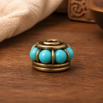 13-all-turquoise-brass-cylinder-10x10mm Tibetan Brass Inlay Spacer Beads for DIY Malas