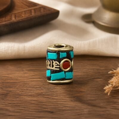 15-square-inlay-cylinder-10x10mm Tibetan Brass Inlay Spacer Beads for DIY Malas