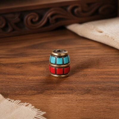 21-mini-tapered-inlay-cylinder-10x8mm Tibetan Brass Inlay Spacer Beads for DIY Malas