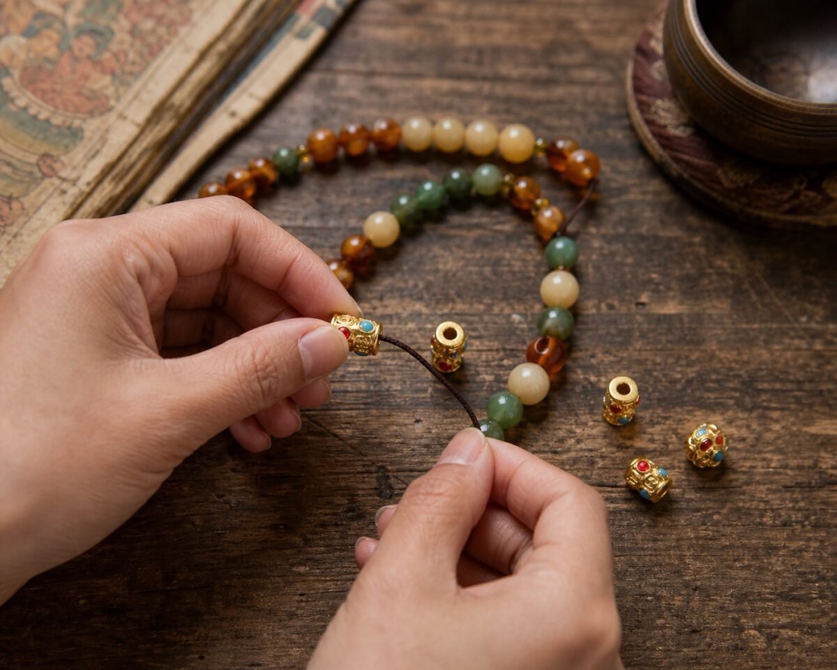 Luxe Gold-Tone Brass Inlay Mala Spacer Beads