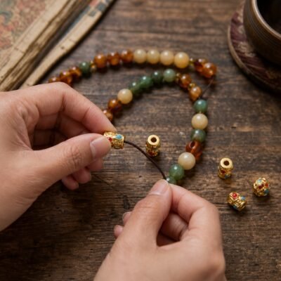 Luxe Gold-Tone Brass Inlay Mala Spacer Beads