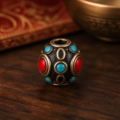 32-black-coral-turquoise-amulet-bead-11x10mm Tibetan Brass Inlay Spacer Beads for DIY Malas
