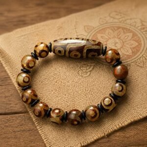 Agarwood Green Jade & Red Agate Bracelet