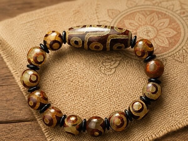 Agarwood Green Jade & Red Agate Bracelet