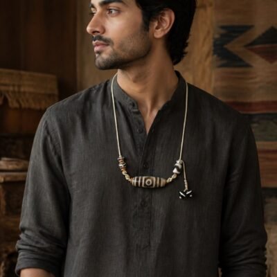 Golden Ember Dzi Talisman Necklace