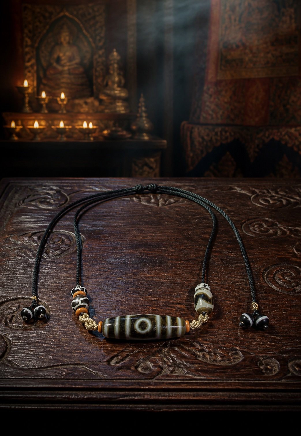 Golden Ember Dzi Talisman Necklace