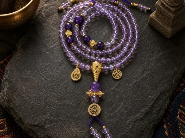 Amethyst & Clear Quartz Multi-Wrap Mala