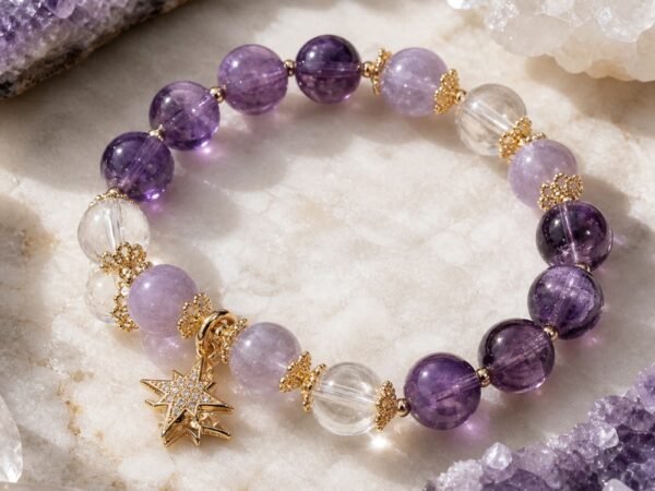 Amethyst Star Charm Bracelet