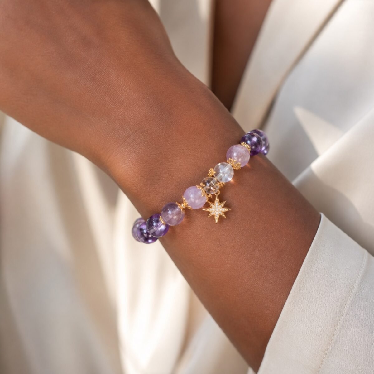 Amethyst Star Charm Bracelet