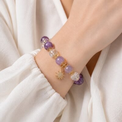 Amethyst Star Charm Bracelet