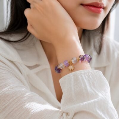 Amethyst Star Charm Bracelet