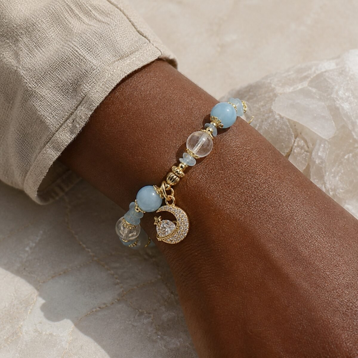 Aquamarine Moonstone Moon Princess Bracelet