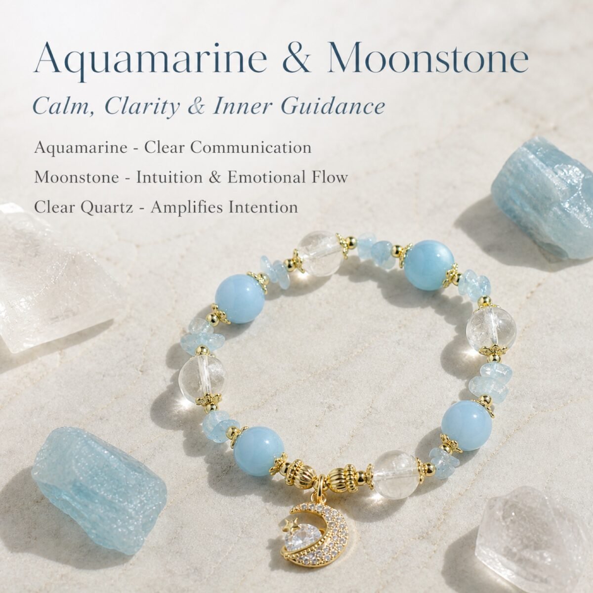 Aquamarine Moonstone Moon Princess Bracelet