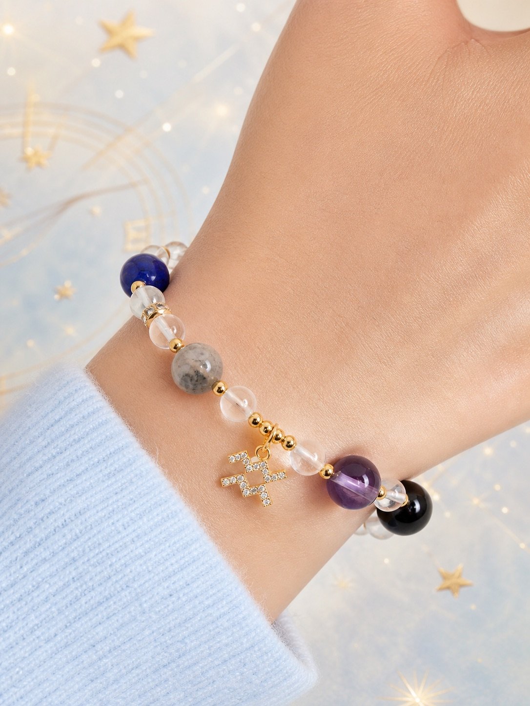 Aquarius Starlit Vision Zodiac Crystal Bracelet
