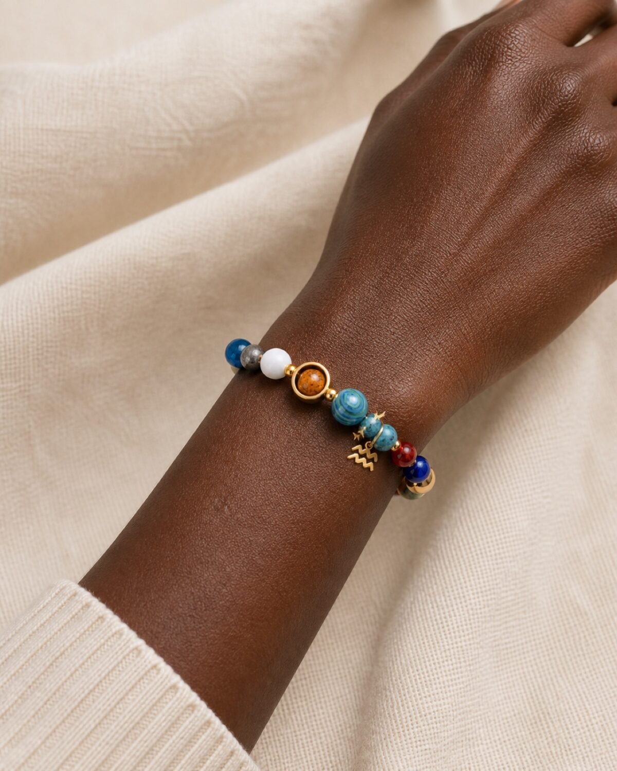 Aquarius Blue Horizon Zodiac Stone Bracelet