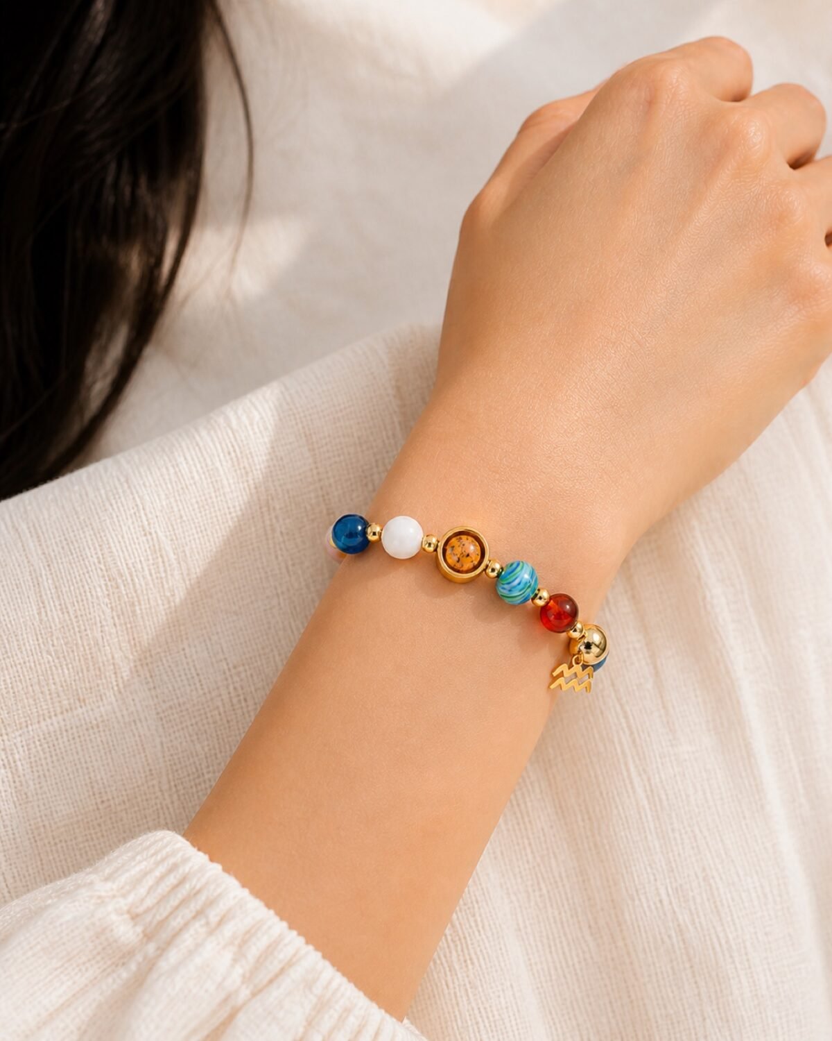 Aquarius Blue Horizon Zodiac Stone Bracelet