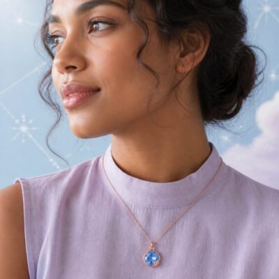Aquarius Rose Gold Crystal Zodiac Necklace