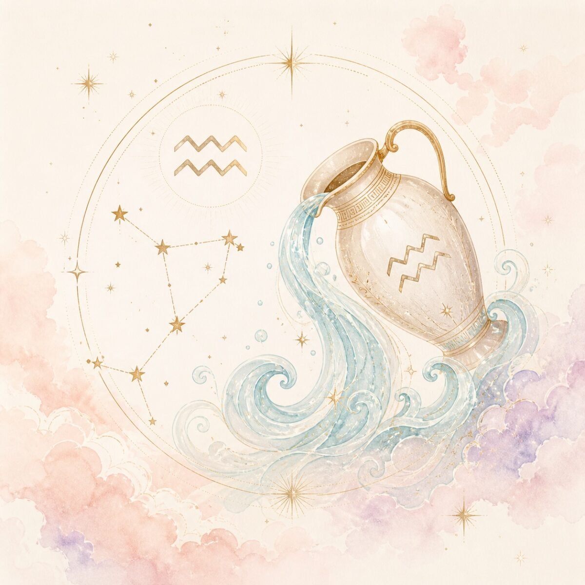 Aquarius Rose Gold Crystal Zodiac Necklace