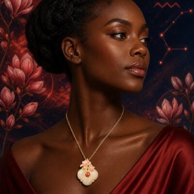 Aquarius Eastern Zodiac Guardian Flower Goddess Necklace – Magnolia