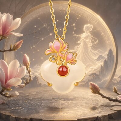 Aquarius Eastern Zodiac Guardian Flower Goddess Necklace – Magnolia