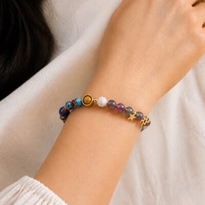 Aquarius Celestial Light Planetary Bead Bracelet