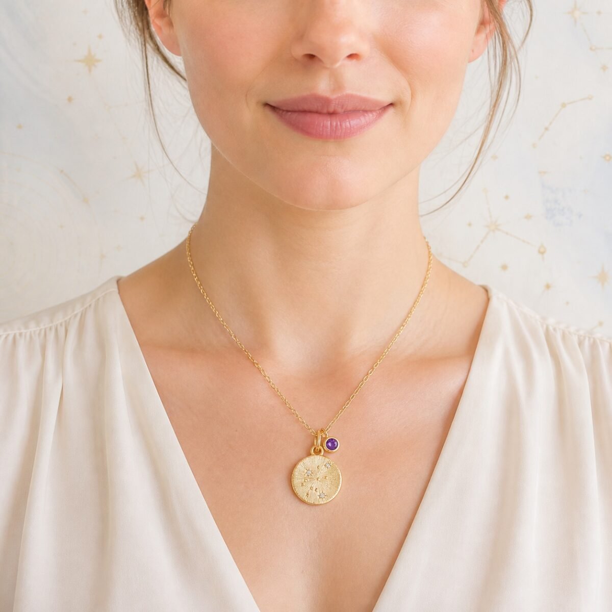 Aquarius Gold Constellation Medallion Necklace