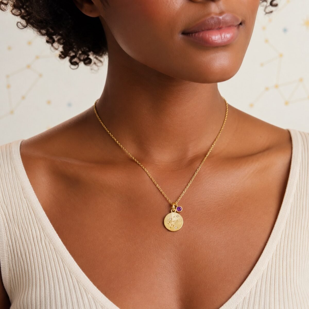 Aquarius Gold Constellation Medallion Necklace