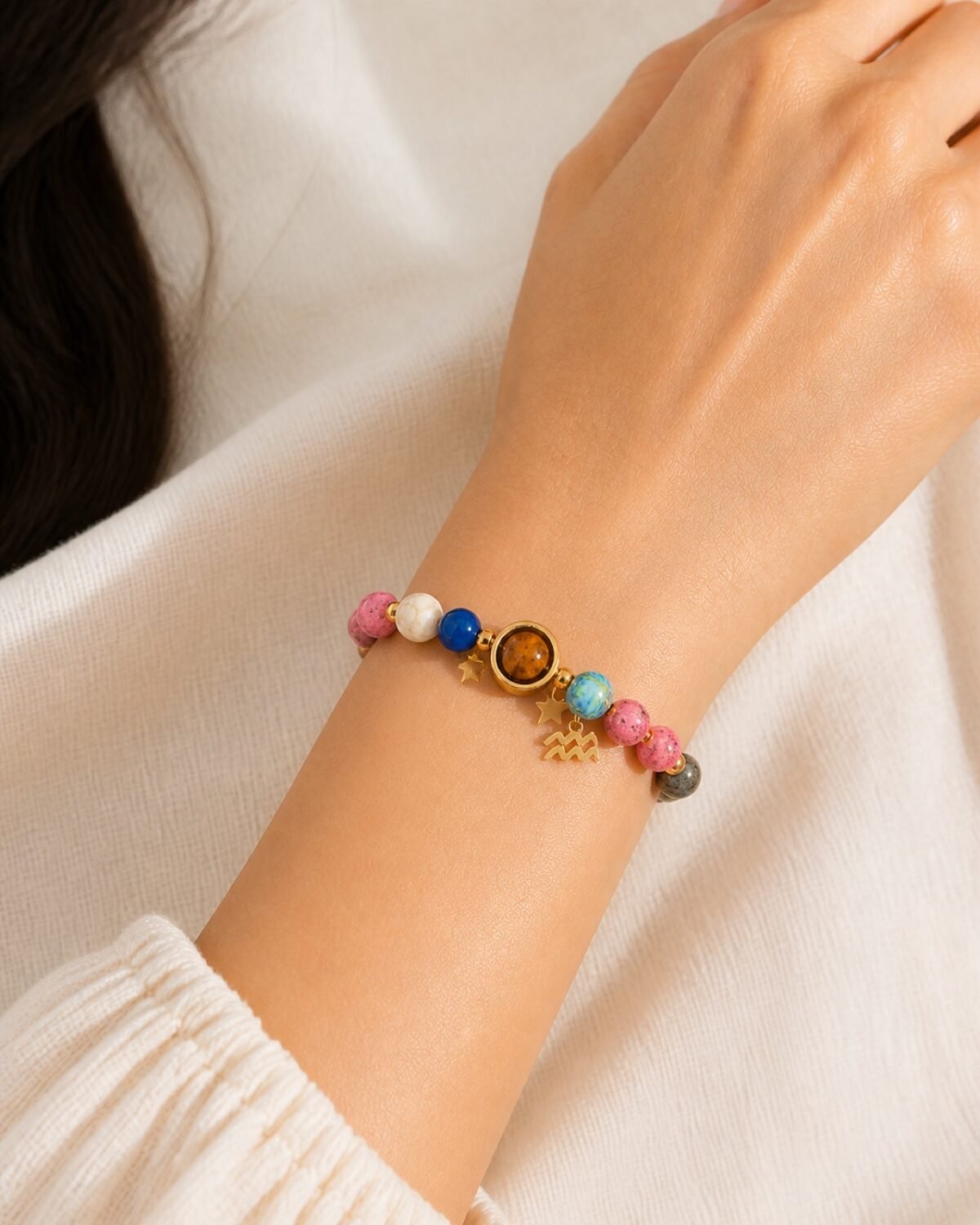 Aquarius Rose Zodiac Totem Bracelet