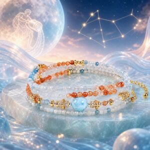 Aquarius Wrap Bracelet with natural moonstone, Super Seven, opal, and amethyst