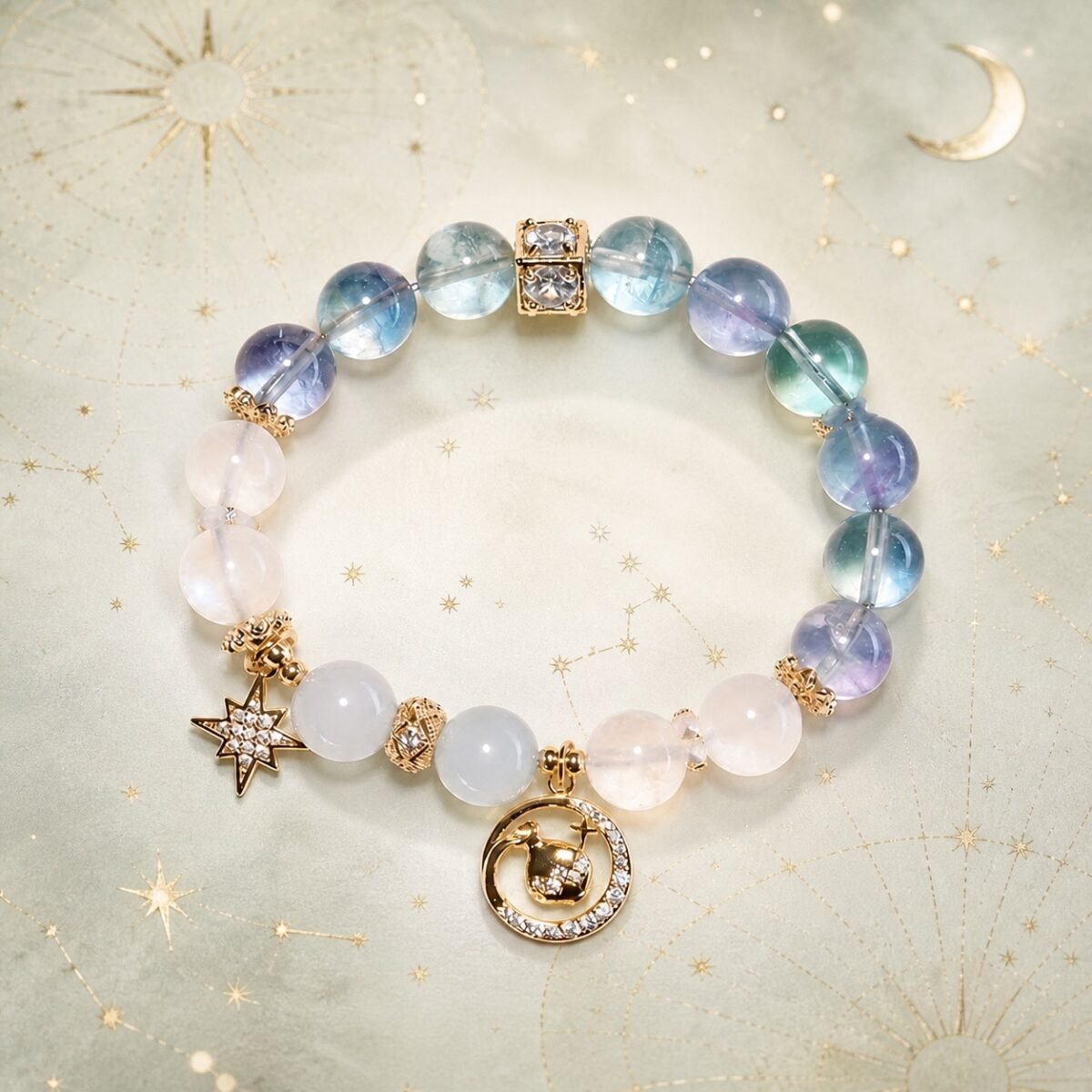 Aquarius Zodiac Crystal Talisman Bracelet